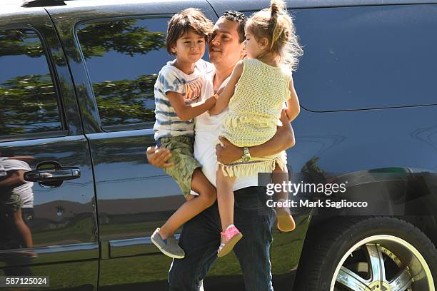 Michael Wainstein and children Jagger Wainstein and Rio Wainstein are seen on August 7, 2016 in Watermill, New York.