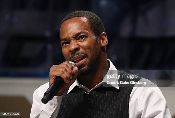 Actor Anthony Montgomery speaks during the 15th annual official Star Trek convention at the Rio Hotel & Casino on August 7, 2016 in Las Vegas, Nevada.