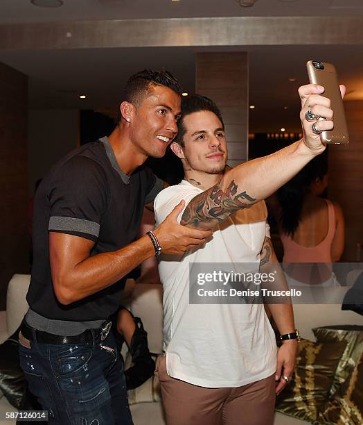 Criatiano Ronaldo and Casper Smart attend Jennifer Lopez's birthday at Nobu Villa Atop Nobu Hotel at Caesars Palace on July 24, 2016 in Las Vegas,...