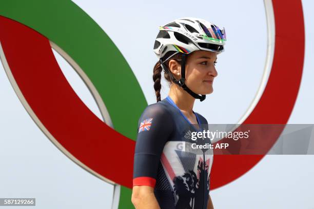 Britain's Elizabeth Armitstead poses before the start of the Women's road cycling race at the Rio 2016 Olympic Games in Rio de Janeiro on August 7,...