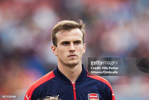 Rob Holding of Arsenal during the Pre-Season Friendly between Arsenal and Manchester City at Ullevi on August 7, 2016 in Gothenburg, Sweden.