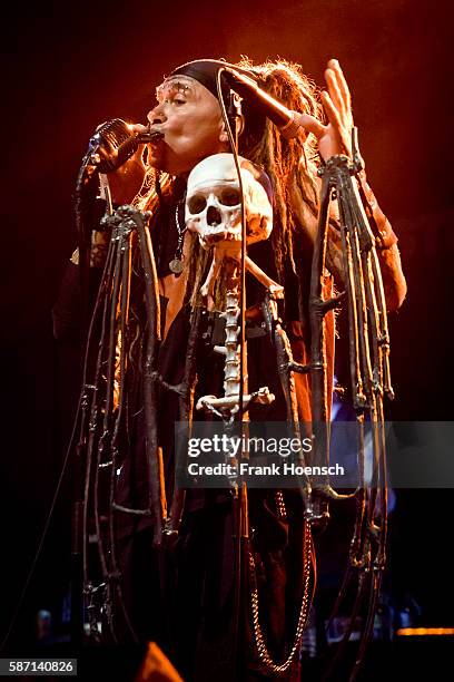 Singer Al Jourgensen of the American band Ministry performs live during a concert at the Huxleys on August 7, 2016 in Berlin, Germany.