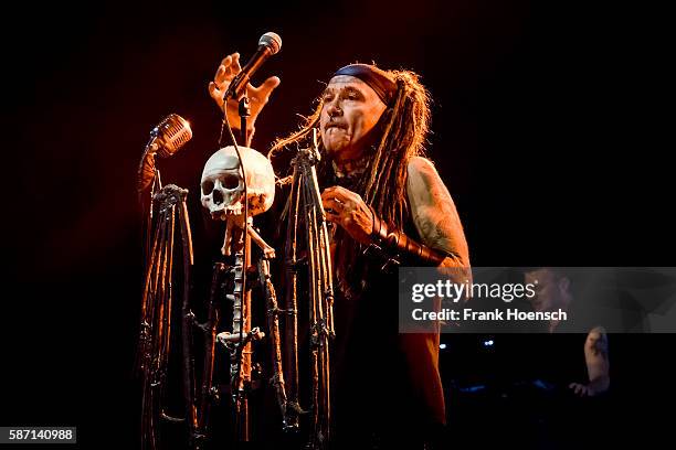 Singer Al Jourgensen of the American band Ministry performs live during a concert at the Huxleys on August 7, 2016 in Berlin, Germany.