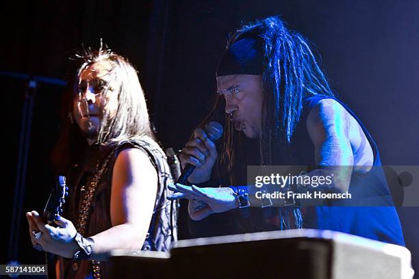 Singer Al Jourgensen of the American band Ministry performs live during a concert at the Huxleys on August 7, 2016 in Berlin, Germany.