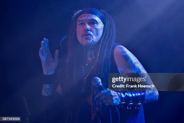 Singer Al Jourgensen of the American band Ministry performs live during a concert at the Huxleys on August 7, 2016 in Berlin, Germany.