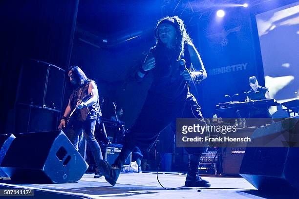 Singer Al Jourgensen of the American band Ministry performs live during a concert at the Huxleys on August 7, 2016 in Berlin, Germany.