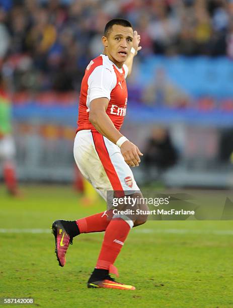 Alexis Sanchez of Arsenal during the pre season friendly between Arsenal and Manchester City at the Ullevi stadium on August 7, 2016 in Gothenburg,...