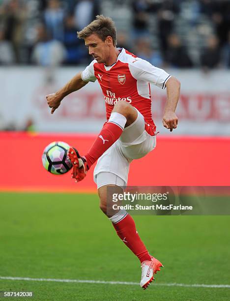 Nacho Monreal of Arsenal during the pre season friendly between Arsenal and Manchester City at the Ullevi stadium on August 7, 2016 in Gothenburg,...