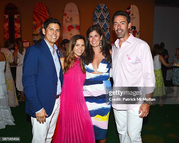 Tom Bugbee, Monique Lhuillier, Meghann Gunderman and Jason Sehorn attend the 2016 Hamptons Paddle & Party for Pink Benefiting the Breast Cancer...