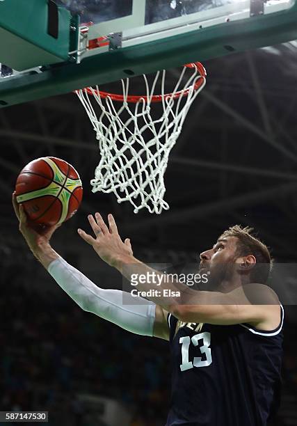 Andres Nocioni of Argentina shoots the ball during a Men's preliminary round basketball game between Nigeria and Argentina on Day 2 of the Rio 2016...
