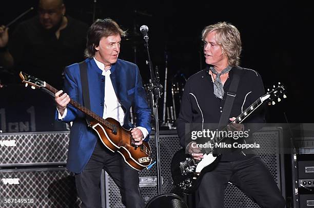 Paul McCartney and Brian Ray perform in concert at MetLife Stadium on August 7, 2016 in East Rutherford, New Jersey.