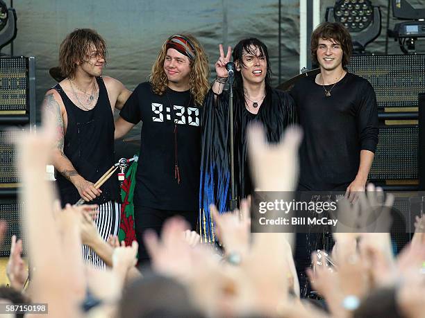 Gethin Davies, Adam Slack, Luke Spiller and Jed Elliott of The Struts perform at the Radio 104.5 Block Party August 7, 2016 in Philadelphia,...