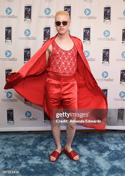 Model Shaun Ross attends the NextRadio App Summer Pool Party Series with Kid Ink and Justine Skye at Mondrian Los Angeles on August 7, 2016 in West...