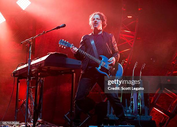 Korel Tunador of the Goo Goo Dolls performs at Freedom Hill Amphitheater on August 7, 2016 in Sterling Heights, Michigan.