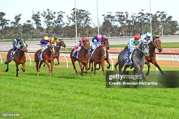 She's Just Lika ridden by Jarrod Fry wins Vetta Spaghetti BM58 Handicap at Swan Hill Racecourse on August 08, 2016 in Swan Hill, Australia.