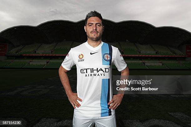 Bruno Fornaroli of Melbourne City poses during a Melbourne City FC A-League media session at AAMI Park on August 8, 2016 in Melbourne, Australia....