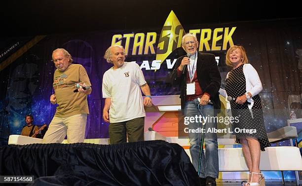 Actors Bobby Clark, Clint Howard, Jack Donner and Sandy Gimpel on day 5 of Creation Entertainment's Official Star Trek 50th Anniversary Convention at...