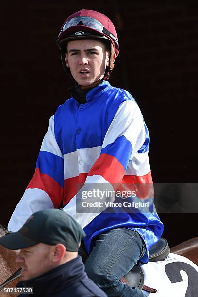 Ben Thompson is seen during the Cranbourne barrier trials on August 8, 2016 in Cranbourne, Australia.