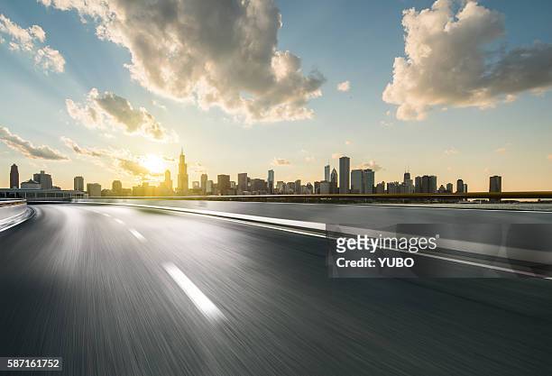 elevated road - chicago dusk stock pictures, royalty-free photos & images