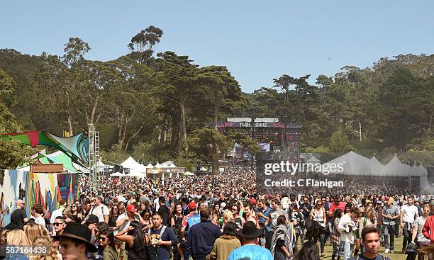 General view of the crowd during the 2016 Outside Lands Music And Arts Festival at Golden Gate Park on August 7, 2016 in San Francisco, California.