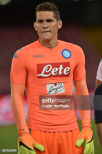 Rafael Cabral Barbosa of SSC Napoli before pre-season friendly match between SSC Napoli and AS Monaco FC at San Paolo Stadium on August 7, 2016 in...