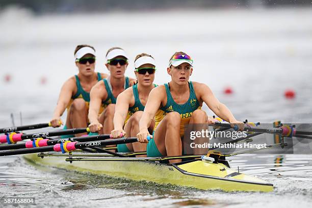 Jessica Hall of Australia, Kerry Hore of Australia, Jennifer Cleary of Australia and Madeleine Edmunds of Australia compete in the Women's Quadruple...