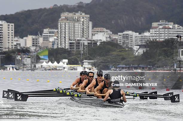 New Zealand's Thomas Murray, New Zealand's Michael Brake, New Zealand's Shaun Kirkham, New Zealand's Alex Kennedy, New Zealand's Jonathan Wright, New...