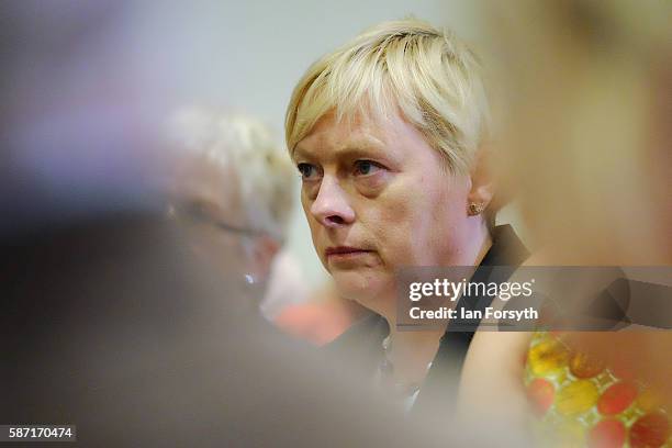 Angela Eagle listens as Owen Smith, candidate for leadership of the U.K. Opposition Labour party delivers a speech on the economy at The Auditorium,...