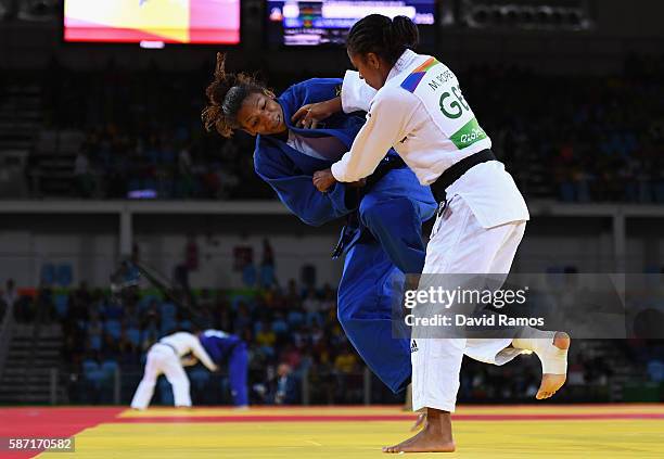 Rafaela Silva of Brazil competes against Miryam Roper of Germany in the Women's -57 kg Judo elimination round on Day 3 of the Rio 2016 Olympic Games...