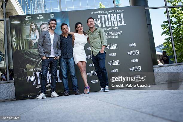 Leonardo Sbaraglia, Rodrigo Grande, Clara Lago and Javier Godino attend 'Al Final Del Tunel' photocall at Warner Bros. Office on August 8, 2016 in...