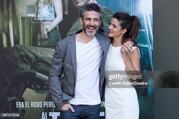 Leonardo Sbaraglia and Clara Lago attends 'Al Final Del Tunel' photocall at Warner Bros. Office on August 8, 2016 in Madrid, Spain.