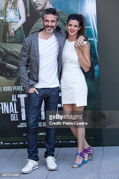 Leonardo Sbaraglia and Clara Lago attends 'Al Final Del Tunel' photocall at Warner Bros. Office on August 8, 2016 in Madrid, Spain.