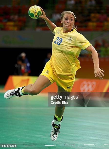 Isabelle Gullden of Sweden takes a shot in the second half against Korea on Day 3 of the Rio 2016 Olympic Games at the Future Arena on August 8, 2016...