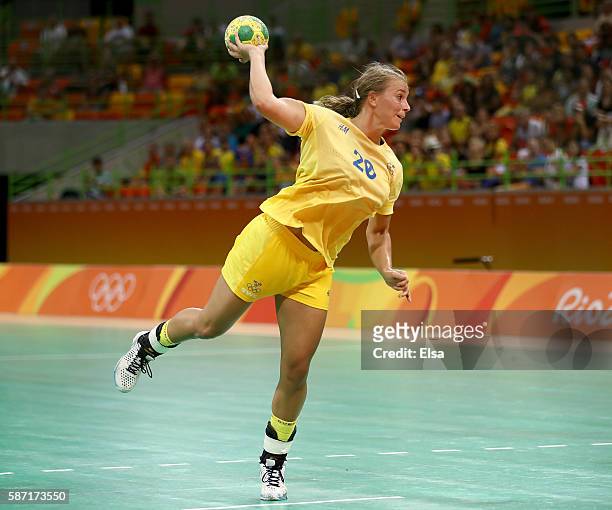 Isabelle Gullden of Sweden takes a shot in the second half against Korea on Day 3 of the Rio 2016 Olympic Games at the Future Arena on August 8, 2016...