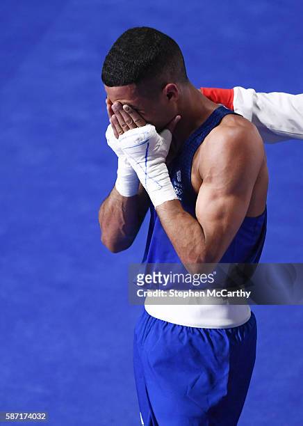 Rio , Brazil - 8 August 2016; Galal Yafai of Great Britain after his defeat to Joahnys Argilagos of Cuba during their Light-Flyweight preliminary...