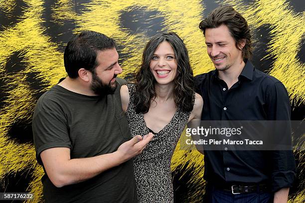 Actor Sahin Eryilmaz, actress Margarita Breitkreiz and director Michael Koch attend 'Marija' photocall during the 69th Locarno Film Festival on...