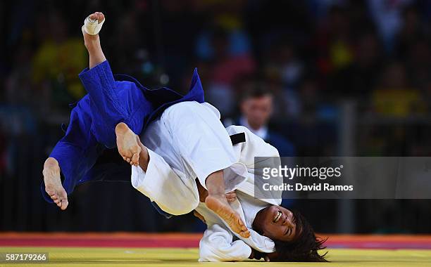 Kaori Matsumoto of Japan competes against Automne Pavia of France in the Women's -57 kg Judo quarterfinal on Day 3 of the Rio 2016 Olympic Games at...