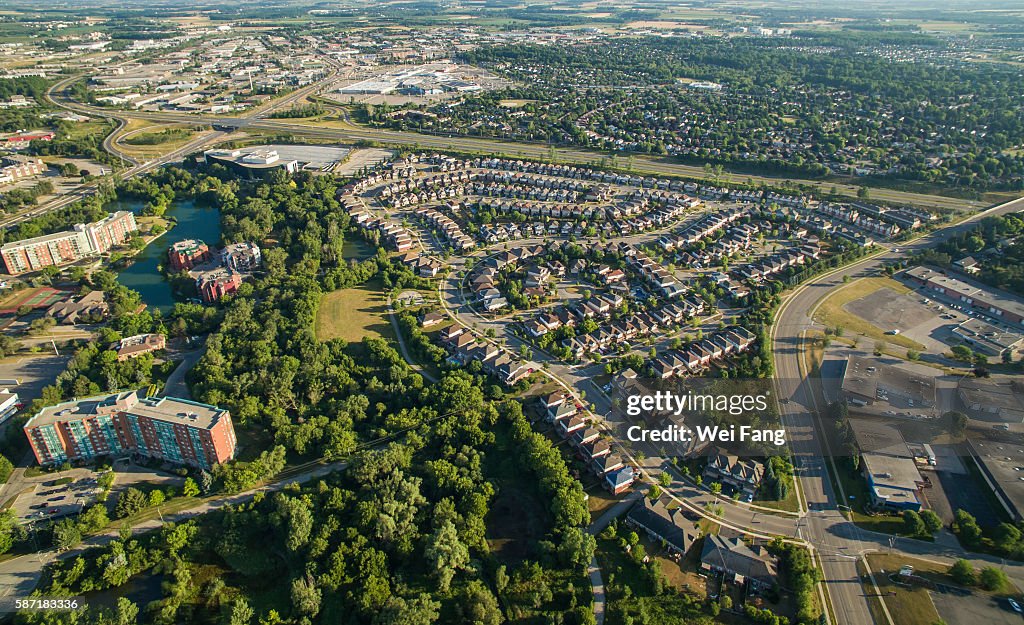 Aerial View of Middle-Class Properties