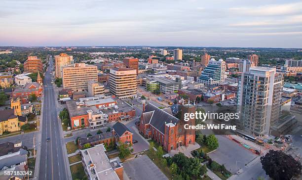 aerial view of kitchener downtown - kitchener ontario stockfoto's en -beelden