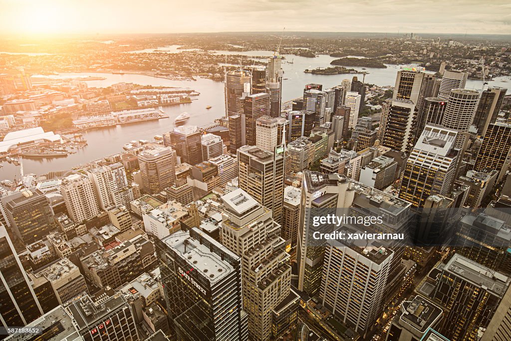 Downtown Sydney at sunset