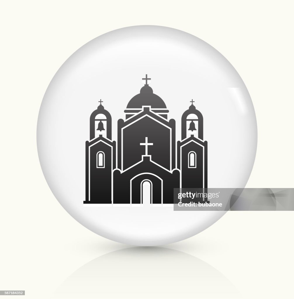 Church Building icon on white round vector button
