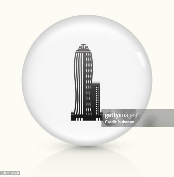 skyscraper icon on white round vector button - building window reflection stock illustrations