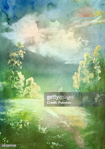 watercolor thundercloud - cloudy background stock illustrations