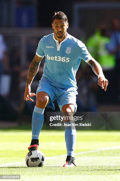 Geoff Cameron of Stoke City during the pre-season friendly match between Hamburger SV and Stoke City at Volksparkstadion on August 6, 2016 in...