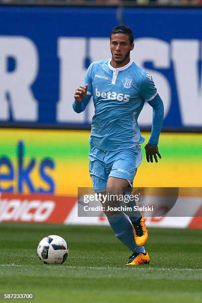 Ramadan Sobhi of Stoke City during the pre-season friendly match between Hamburger SV and Stoke City at Volksparkstadion on August 6, 2016 in...