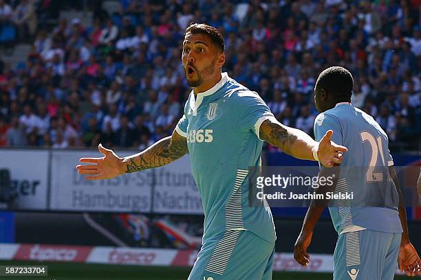 Geoff Cameron of Stoke City during the pre-season friendly match between Hamburger SV and Stoke City at Volksparkstadion on August 6, 2016 in...