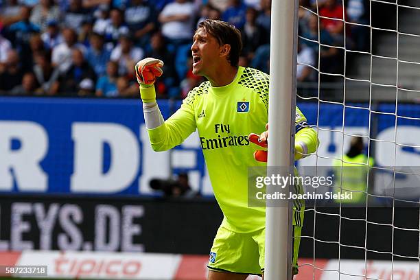 Rene Adler of Hamburg during the pre-season friendly match between Hamburger SV and Stoke City at Volksparkstadion on August 6, 2016 in Hamburg,...