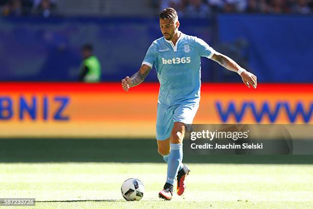 Geoff Cameron of Stoke City during the pre-season friendly match between Hamburger SV and Stoke City at Volksparkstadion on August 6, 2016 in...