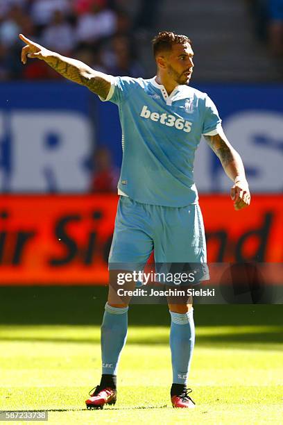 Geoff Cameron of Stoke City during the pre-season friendly match between Hamburger SV and Stoke City at Volksparkstadion on August 6, 2016 in...