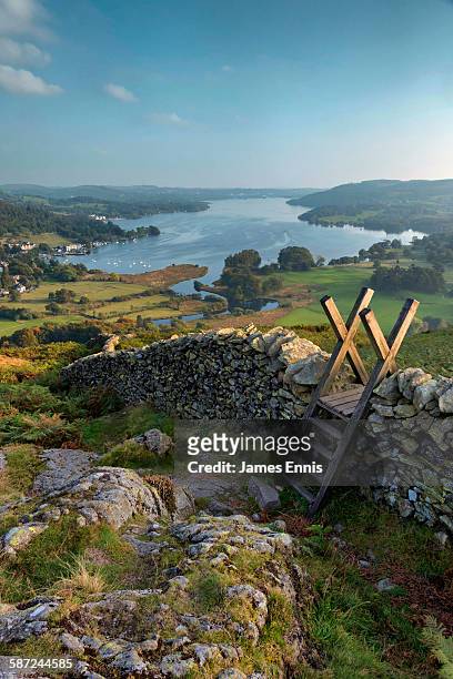 lake windermere view, english lake district - windermere stock pictures, royalty-free photos & images